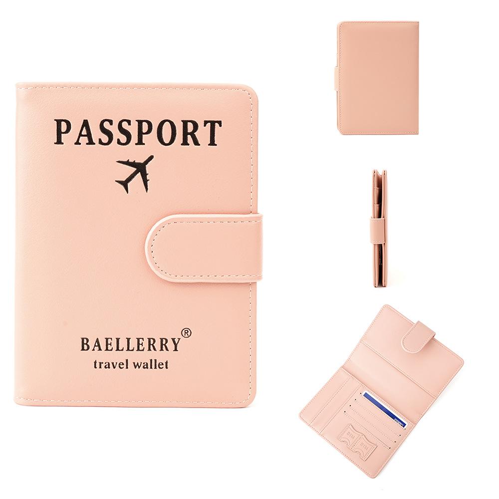 Baellerry Men and Women Pu Leather Short Purse RFID Card Holder Anti-magnetic Passport Holder Simple Snap Button Wallet