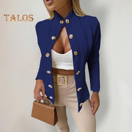 Costum pentru femeie, haină, guler, cu mânecă lungă, cu două piepte, jachetă, culoare uni, slim fit, îmbrăcăminte casual de afaceri