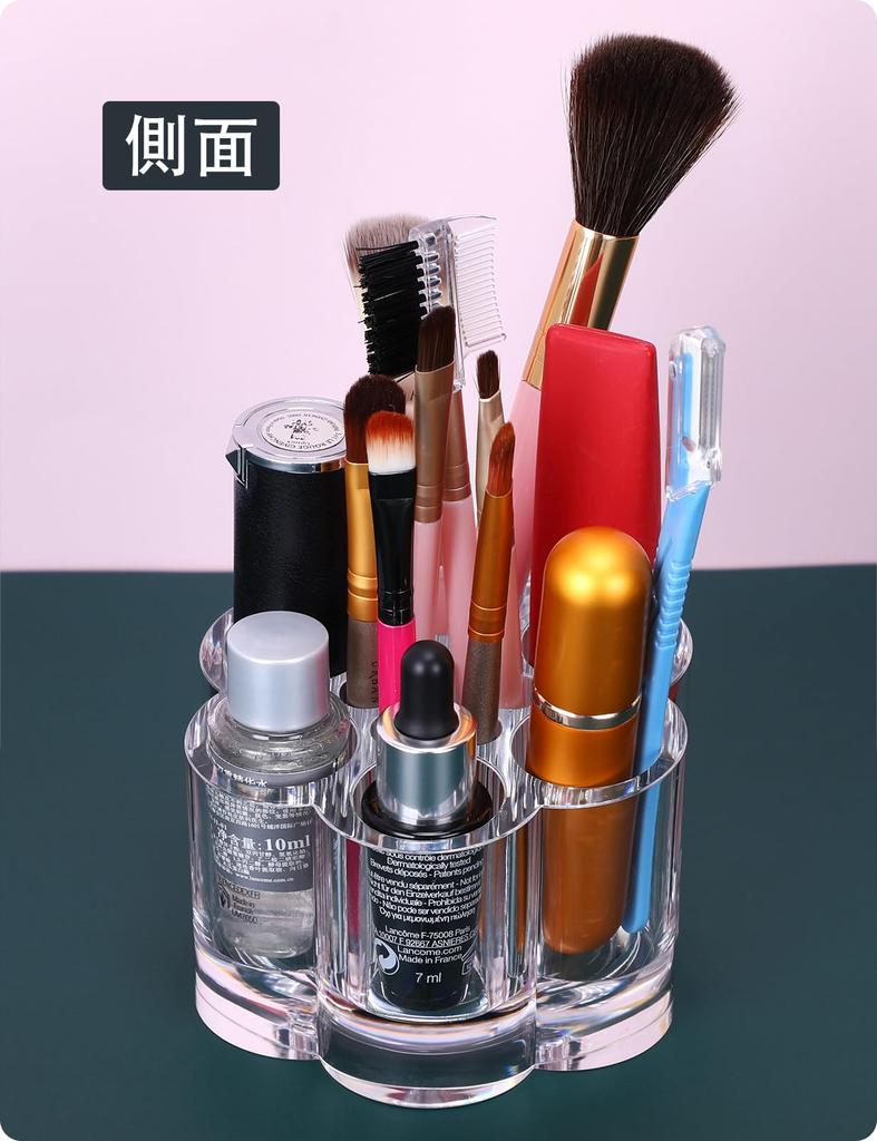 MOSIKER Lip Storage Lip Stand Makeup Brush Transparent Cute Desktop Stylish Cherry Blossom Shape Case, Small, Acrylic, Drawer,