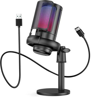 TKGOU USB Condenser Gaming Microphone for RGB Volume Control and Mute Headphone Plug Supports Live and Working from Compatible with and PS5 PC,