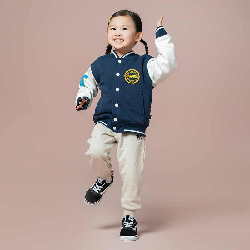 Vans Baseball Jacket Logo Single Button Loose Kids Jackets Dark-Blue VN000JZGLKZ