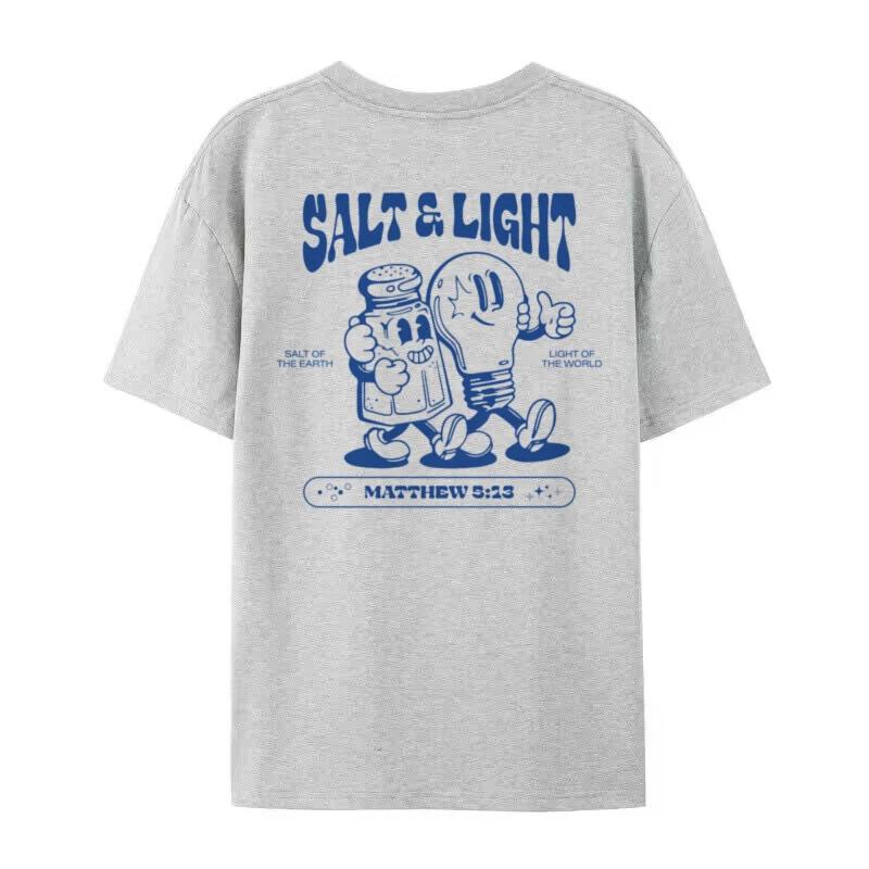 Soľné Svetlo Vtipné Biblické Verše Tričká Zadná Potlač Retro Streetwear Grafické Tričká Dámske Unisex Kresťanské Tričko Ježiš Viery Vrcholné Darčeky