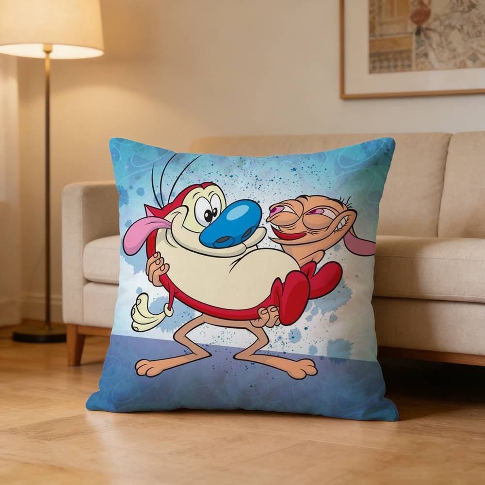 

The RRen and Stimpy Show Pillow Case Pattern Printed Pillowcase For Living Room Sofa Cushion Cover 30x30cm