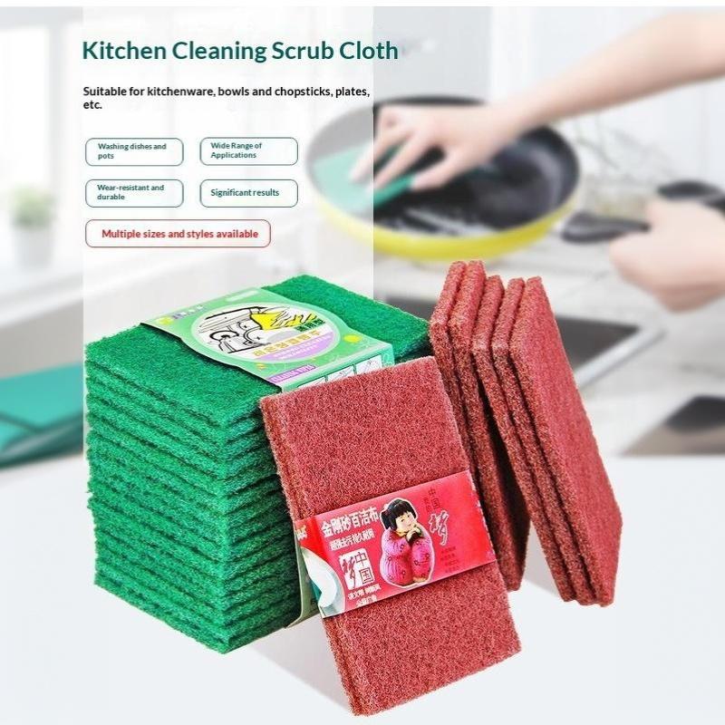 5Pcs Abrasive Hand Scouring Pad Abrasive Sponge Scourer Pads Polishing Cleaning Tools Square Nylon Scouring Pad