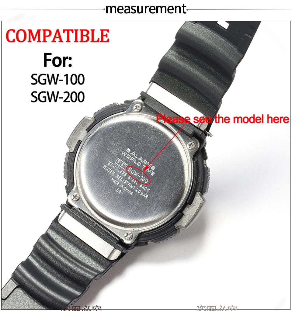 Resin Watchband Suitable For SGW-100 SGW100 Men's Sports Waterproof Rubber Watch Strap Watch Accessories Wristband Bracelet