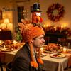 Thanksgiving Costume Accessory Plush Turkey Hat, Funny Trot Unique Decoration Novelty Headpiece for Women Men Holiday Celebration Dinner Outfit