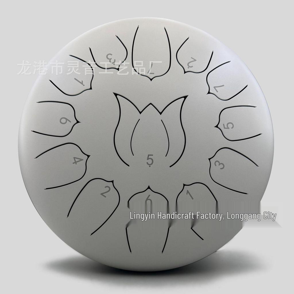 Chinese Style 13-Tone Lotus Steel Tongue Drum (12-inch): Ethereal Children's Educational Percussion Instrument