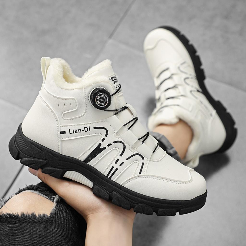Winter New Style, High Top, Plush and Thickened, Men's Cotton Shoes, Swivel Buckle, Trendy Men's Shoes, British Style, Boots