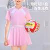 Girls UV Protection Short Sleeve One-Piece Swimsuit Quick Dry Swimwear Pool Beach Water Sports