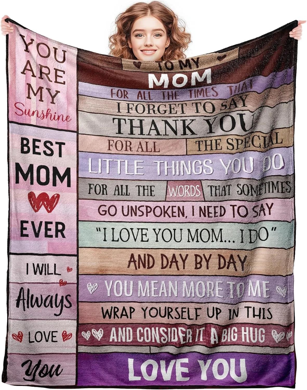 

1PC Gift To Mom Thin Blanket for Anniversary Birthday Mothers Day Fathers day for Mom Dad Wife Sister Grandma Abuela Soft Throw 75cmx90cm