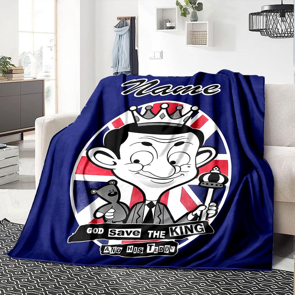 Customiz Name Personality Mr. Bean Blanket Soft &Warm Sofa Office Bed Travel Lunch Break Blanket, Gift Suitable All Seasons
