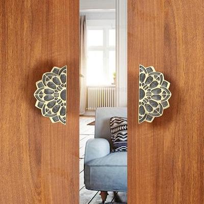 Mandala Stili 15,24 Cm Pirinç Kapı Kolu Çifti, Ana Kapı Kolları için Kapı Kolları Standart, 2'li Paket