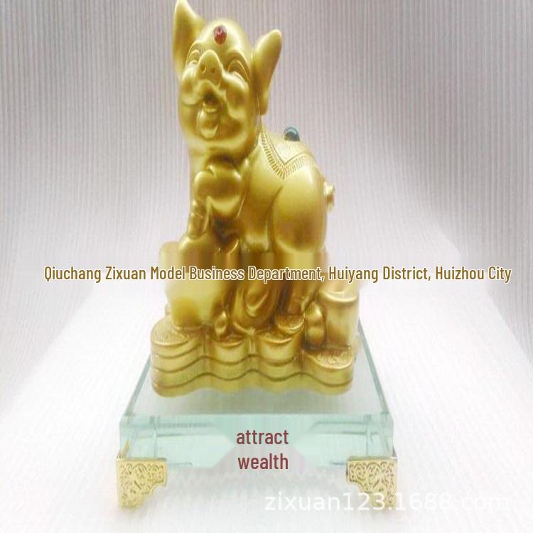 Creative Golden Pig Ornament - Cute Chinese Zodiac Decor for Living Room or Wine Cabinet