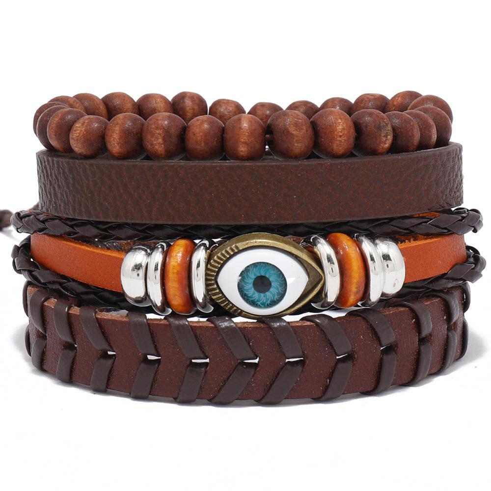 ZORCVENS Classic Hand-Woven Leather Bracelet Multilayer Men Bracelets Punk Beads Bangle for Friend Charm Jewelry Gifts