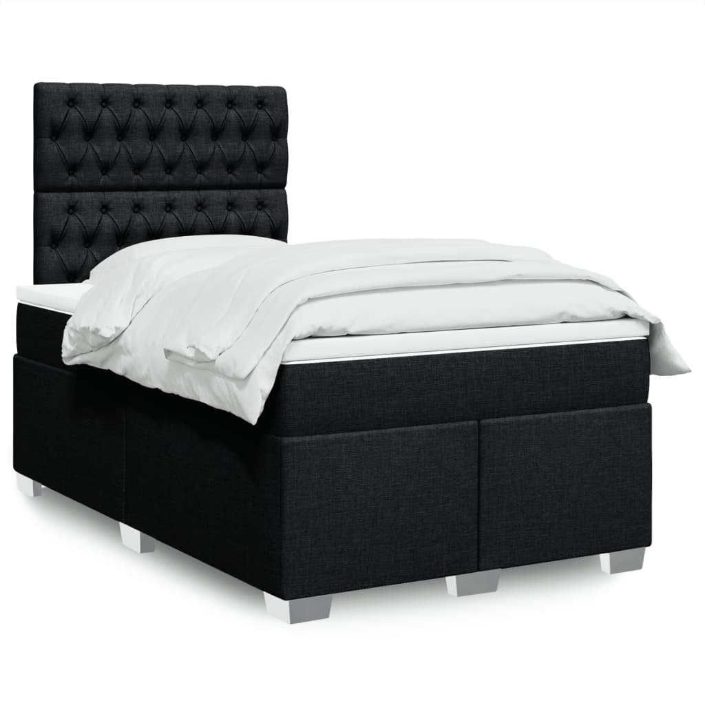 Vidaxl Continental Bed With Mattress, Black, Fabric, 120X200 Cm