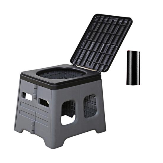 Outdoor Camping Portable Toilet with Bag Multi-purpose Folding Toilet with Lid Kids Adults Car Emergency Toilet Collapsible Travel Potty