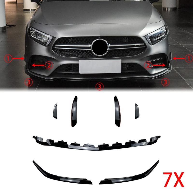 Voor Mercedes Benz A Klasse W177 A180 A200 A220 A35 AMG 2018+ Voorbumper Lip Spoiler Splitters Canards Vents