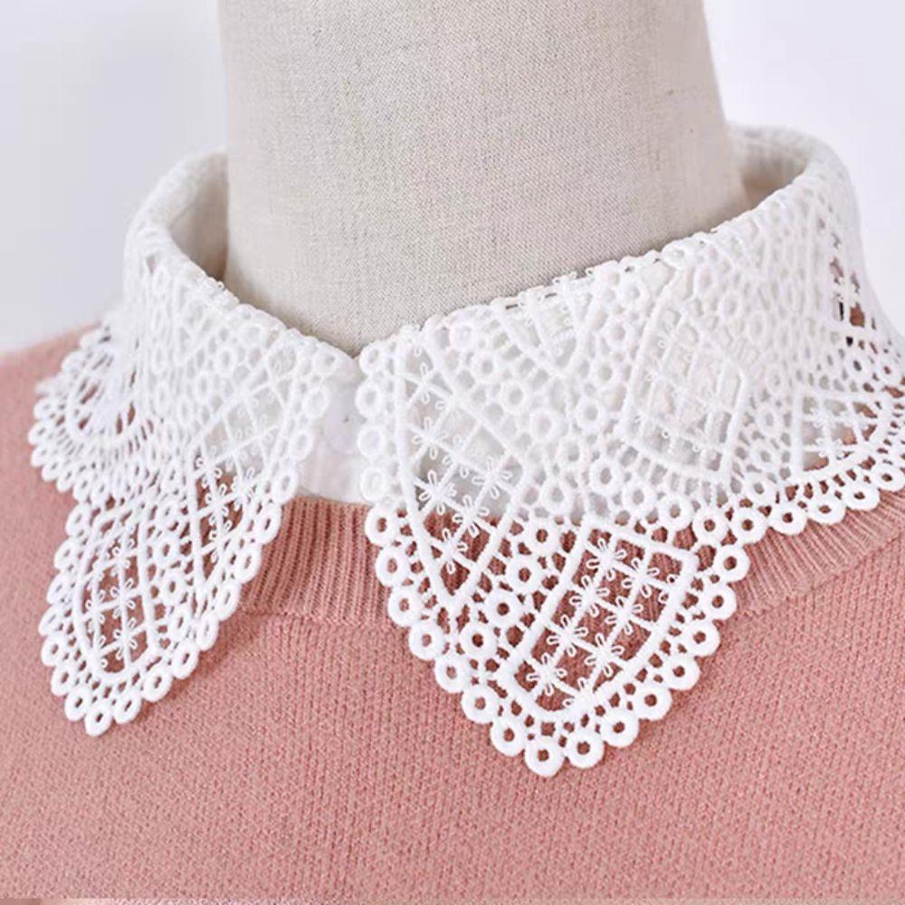 Embroidered False Collar Elegant Shirt Single Collar Versatile Detachable Fake Collars Sweater Dress Neckline Cat Ear Collar Tip