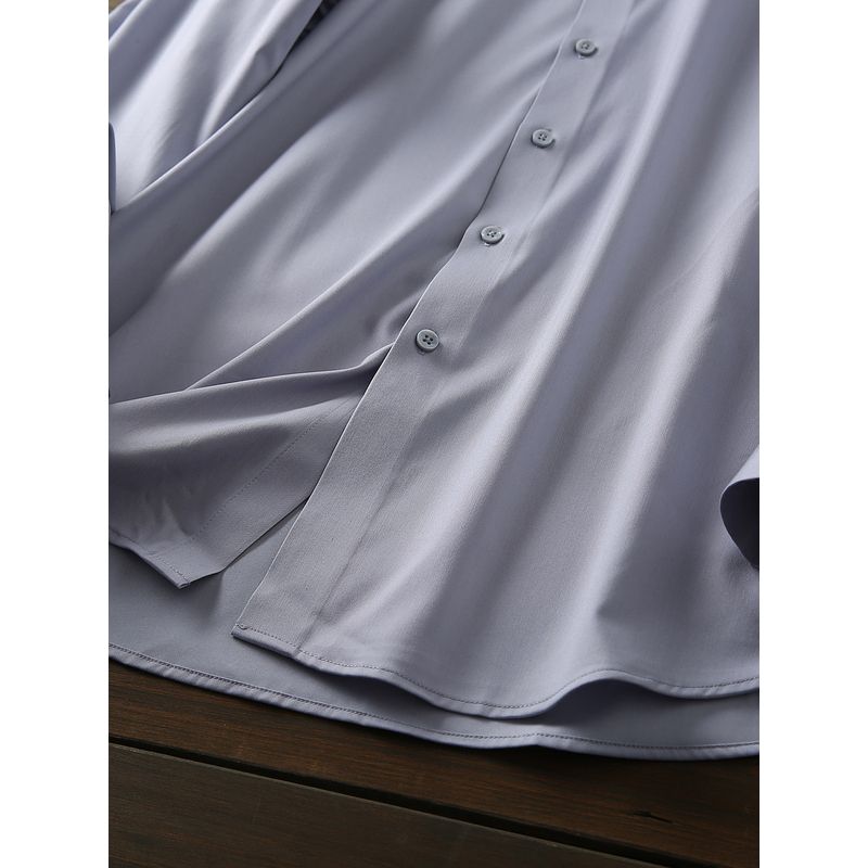 Bamboo Fiber Seamless Non-Ironing Export Tail Goods Men Business Casual Solid Color Shirt Anti-Wrinkle Stretch Long Sleeve Shirt