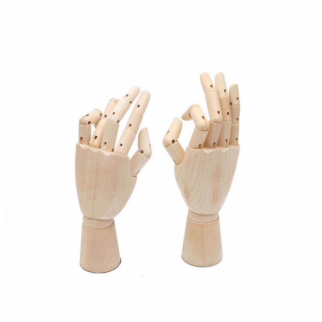 Right Left Wooden Hand Model Sketching Drawing Jointed Movable Fingers Mannequin