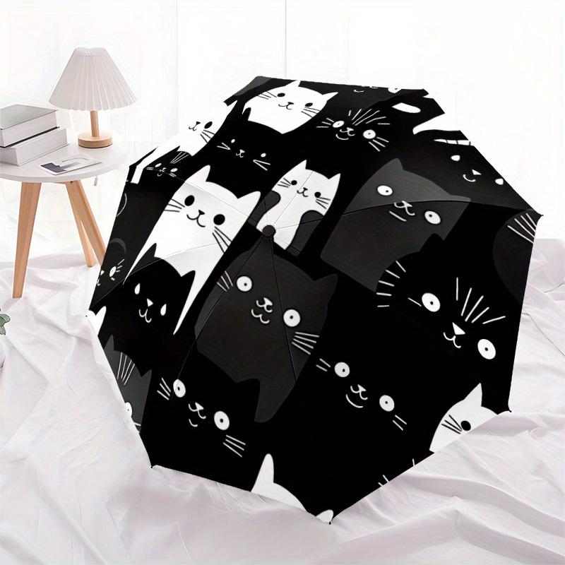 1 Stück Automatische Regenschirm mit Katzenmuster - 8-Rippen faltbares Design, für Outdoor-Abenteuer und Familienfeiern yy250829086