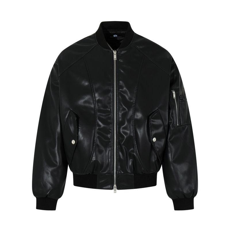 

Kisko American-Style High-End Pu Leather Deconstructed Silhouette Zipper Jacket for Men and Women, Cool Cleanfit Biker Jacket Black 2XL