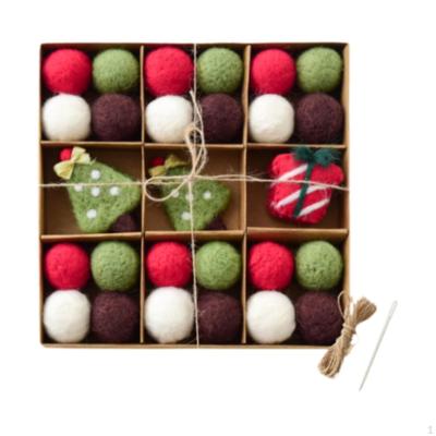 DIY Christmas Felt Ball Garland Set Decoration Cute Hanging Ornaments for Indoor