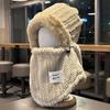 4 in 1 Winter Integrated Scarf Cap Plush Pullover Mask Cap Balaclava Hat Mask Woolen Hat  Women