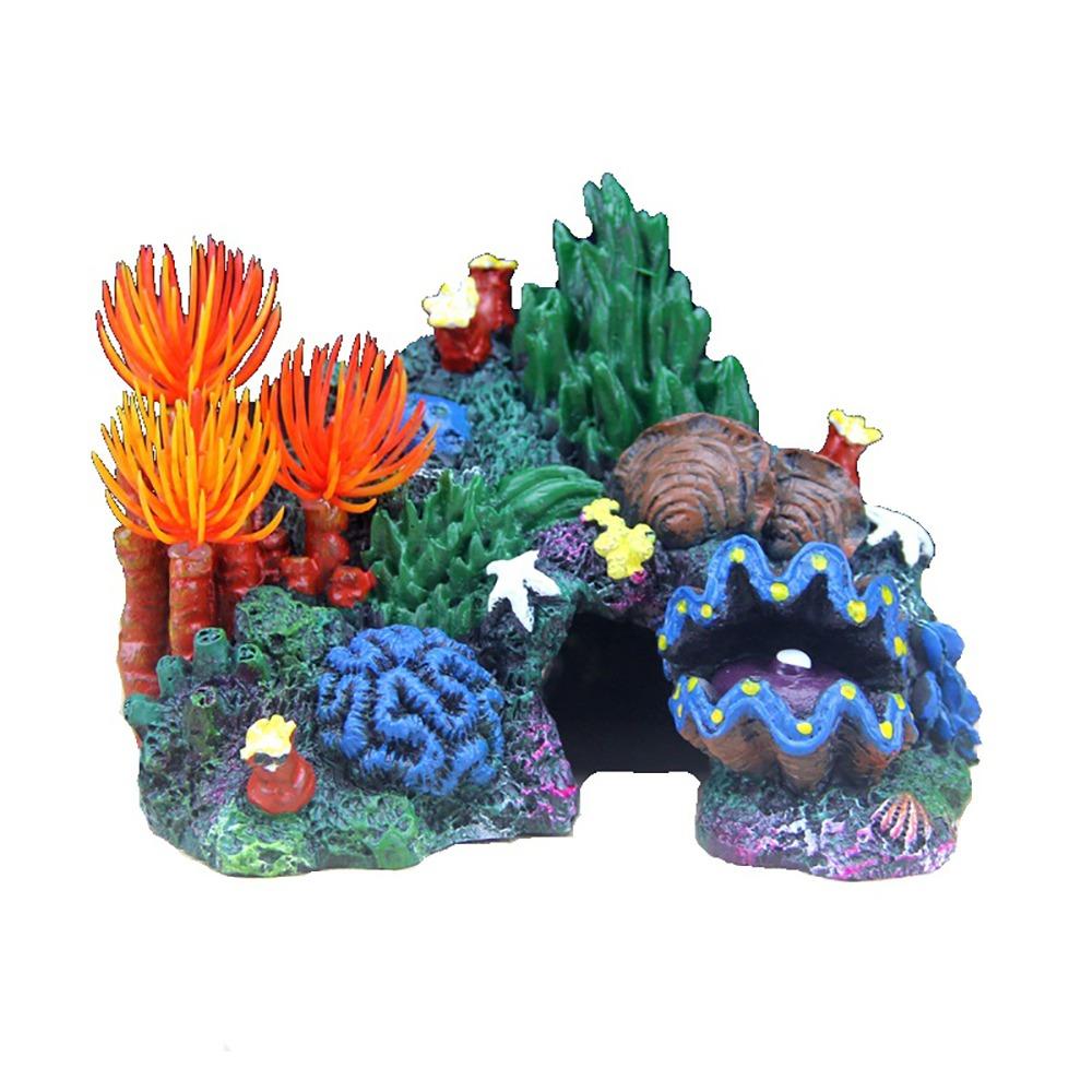 

Resin Simulated Coral Reef Island Realistic Aquarium Decoration Fish Tank Scenery Ornament