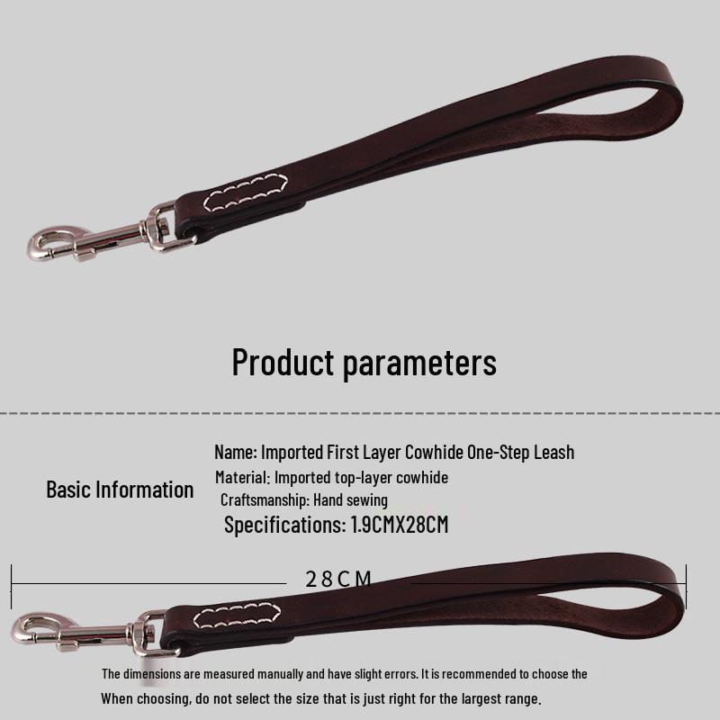 Genuine Leather Cowhide Dog Leash for Medium/Large Breeds - Retriever, Collie, Bulldog, Husky