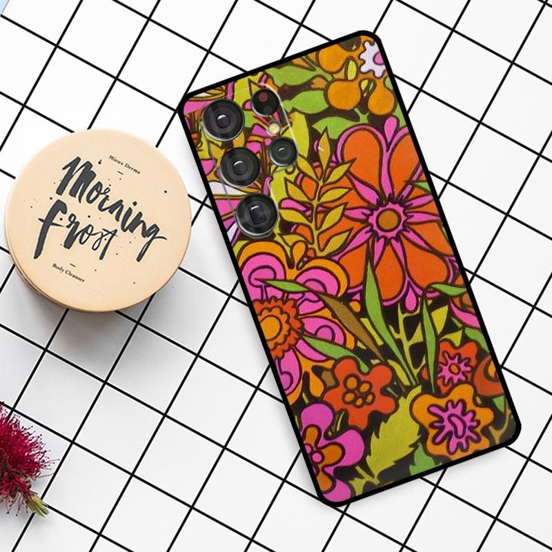 70s Hippie Psychedelic Floral Flowers Case For Samsung Galaxy S24 FE S21 S22 S23 S25 Ultra S9 S10 Plus S20 S25 FE Phone Cover