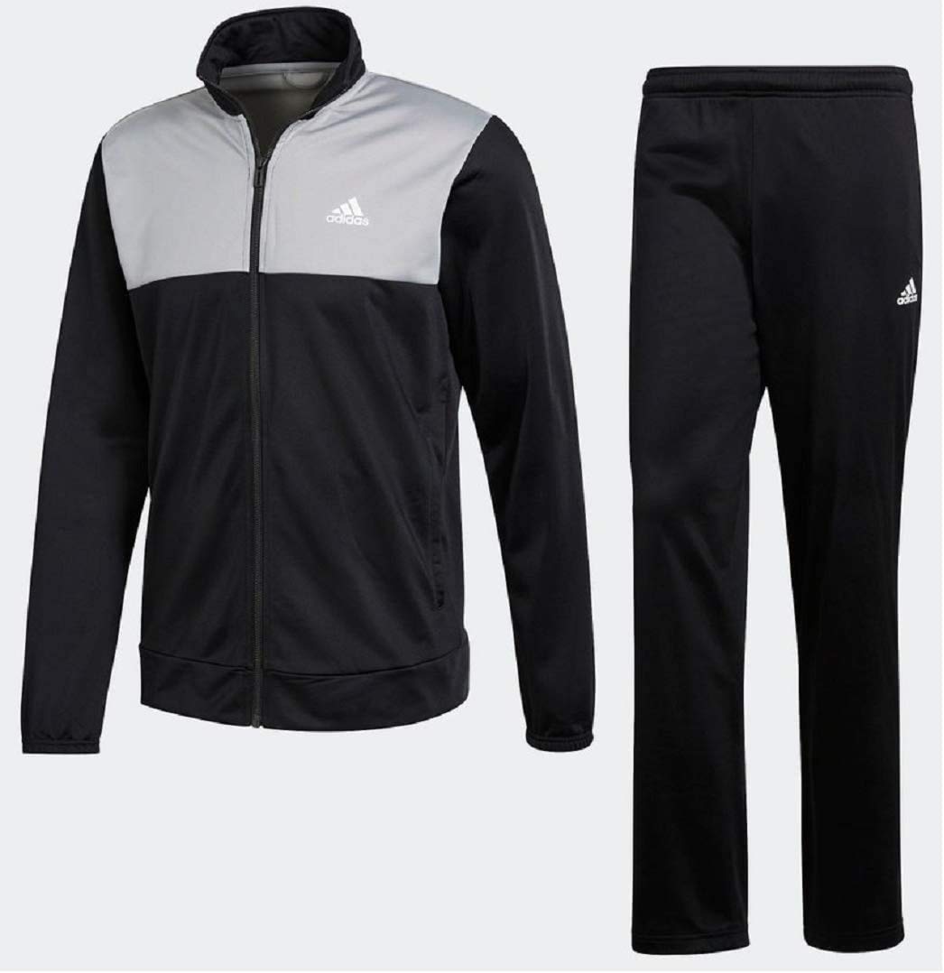 

adidas Базовый трикотажный спортивный костюм Куртка и брюки Размер S Серый меланж Комплект, (162-168см), MMJ73, Черный/Средний
