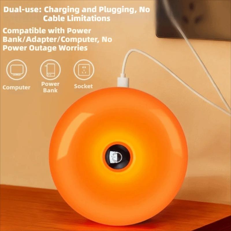 Round Donut Shaped Rechargeable Wall Lamp Touch Dimmable Night Light for Living Room Bedroom Study Indoor Ambient Decor Table Lamp