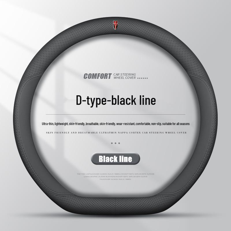 Compatible with Hongqi H5, HS5, E-QM5, HS3, H6, H9: Ultra-Thin Genuine Leather Steering Wheel Cover, Anti-Slip, All-Season.