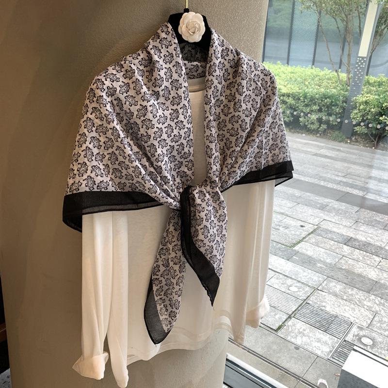 Summer Atmosphere Wearing Headscarf Silk Scarf Twill Silk Imitation Silk Cashew Print Women's Silk Scarf with Square Scarf Shawl