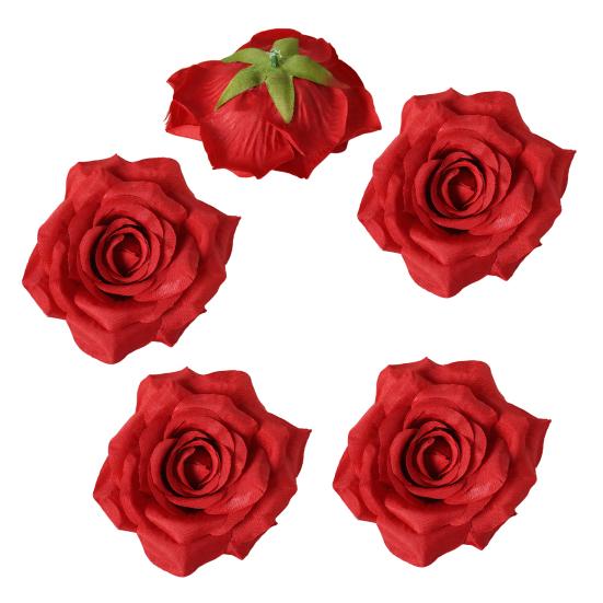 5 Stück Künstliche Rosenblütenköpfe Realistische Falsche Seidenrosenköpfe für Zuhause DIY Blumenwand Hochzeitsparty Geburtstag Babyparty Dekoration