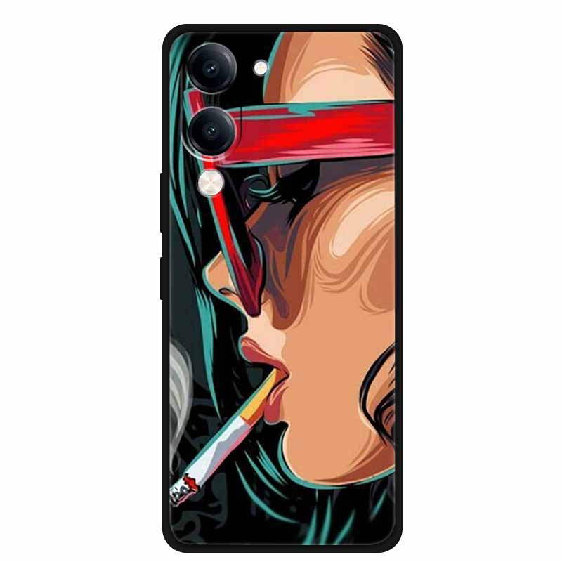 For Vivo iQOO Z10 Lite Case Silicone Black TPU Funda Back Cover for iQOO Z10 Lite 5G I2409 Soft Case Animal Coque IQOOZ10 Lite