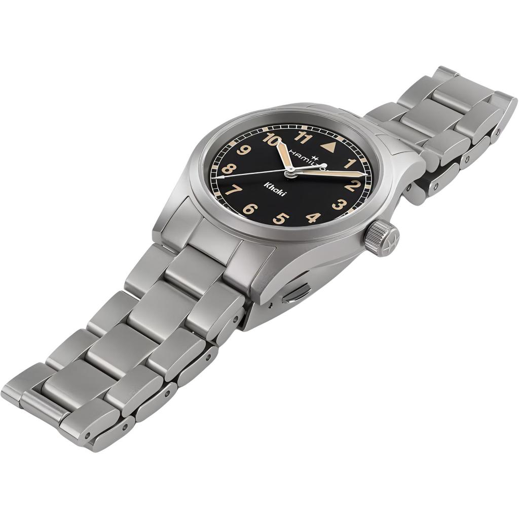 Hamilton Khaki Field Quartz 50M Water Resistant Fashion Style Watch 33Mm Black Dial Stainless Steel Case Stainless Steel Bracelet H69301131