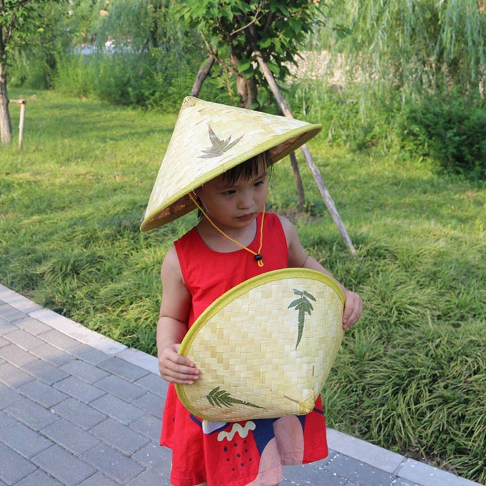 Sunscreen Natural Bamboo Hats Adjustable Mexican Dance Hat Party Sun Hats  Children Kids Outdoor