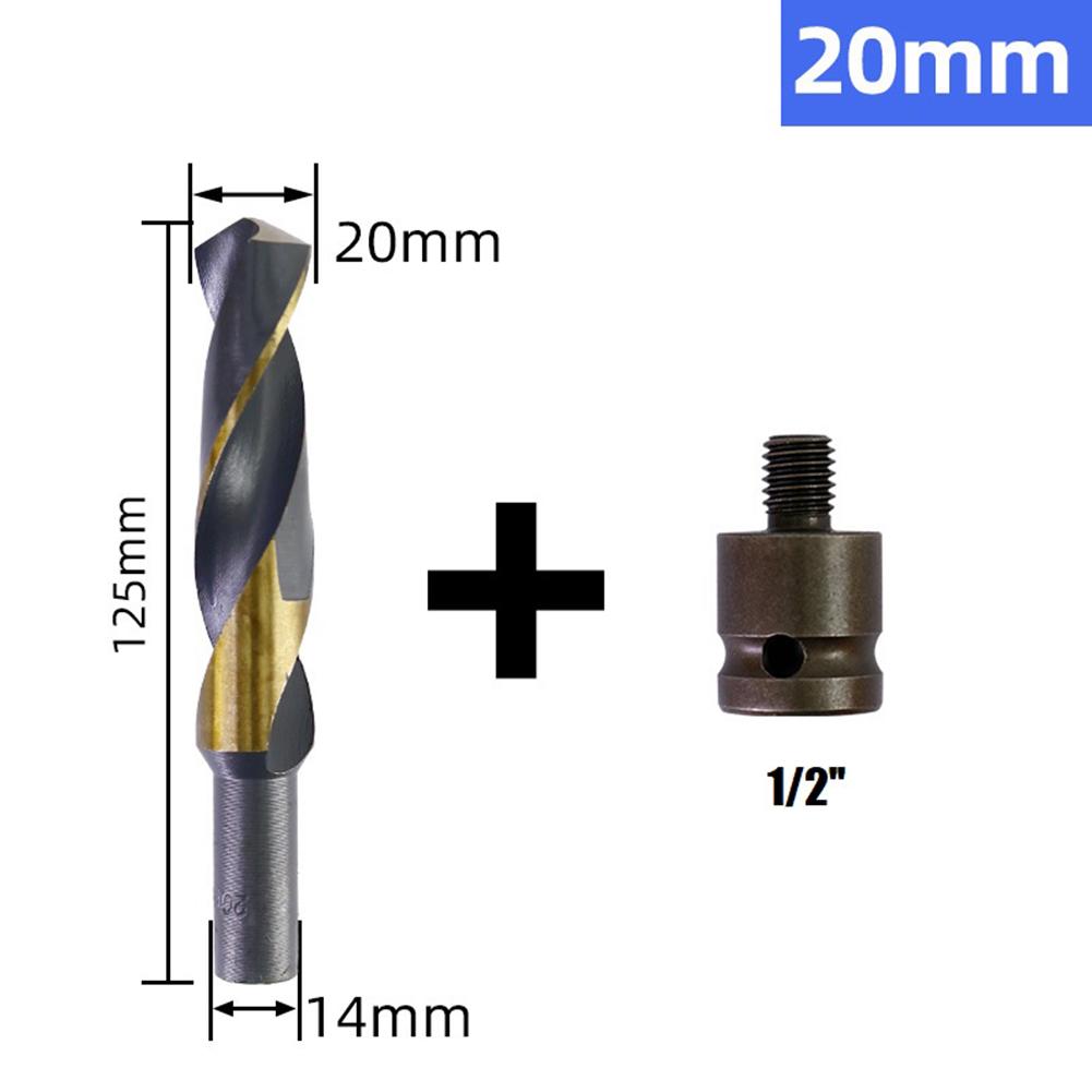 14mm Shank Drill Bit With Adapter HSS Drill Bit Drilling For Cobalt Metal Plastics PVC Pipes Hole Making Tool 14mm-25mm