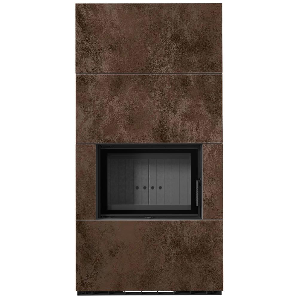 Modular fireplace KRATKI FLOKI BOX 8 kW Ø 160 quartz sinter OXIDE MORO black thermotec