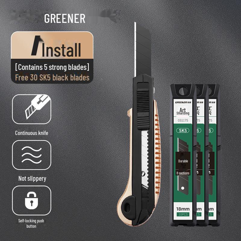 Green Forest Heavy-Duty All-Steel Utility Knife: Industrial-Grade, Thickened, Durable, Large Wallpaper & Paper Cutter