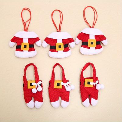6pcs Christmas Cutlery Rack Pocket Set, Santa Set Spoon Knife and Fork Bag, Table Decoration, Christmas Decoration