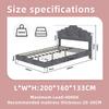 Modern soft bed, comfortable headboard, 160*200CM, gray, bed frame with low box, does not include pneumatic rod, includes 160*200CM mattress.