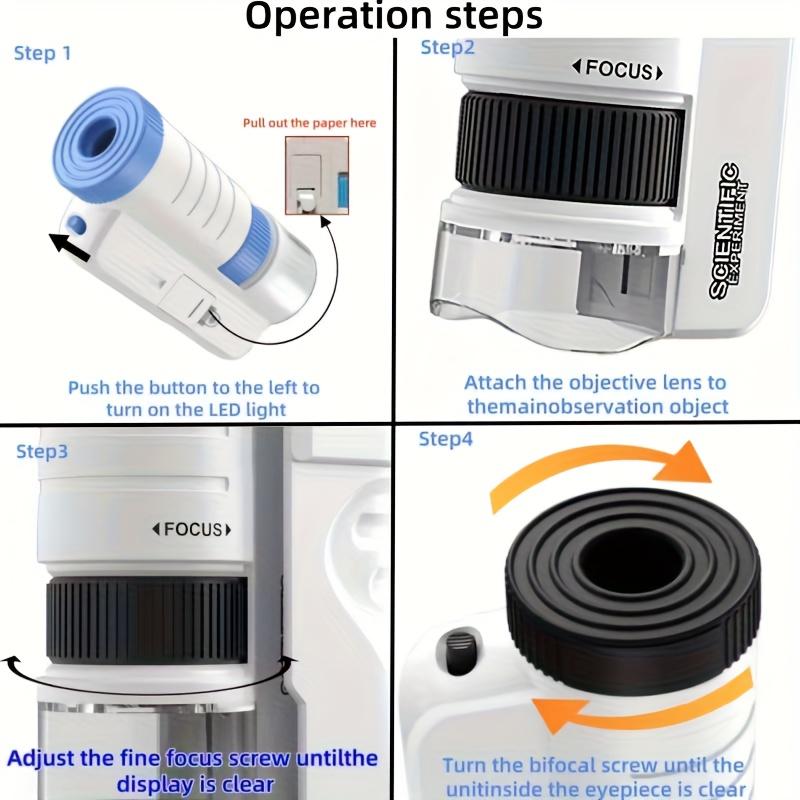 Microscop portabil LED pentru tineri/Jucărie științifică educațională portabilă pentru explorarea biologiei/Perfect de Crăciun /cu controale de focalizare și expunere