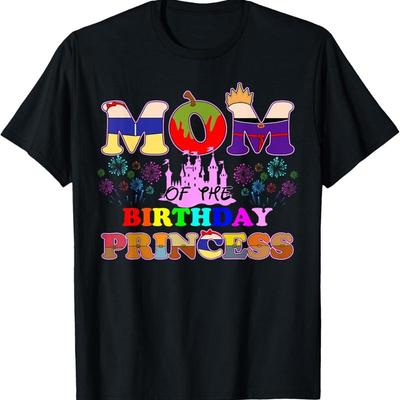 Mom Of The Birthday Princess Snow Family Party Decorations T Shirt