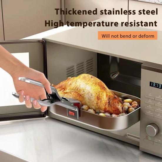 Anti-Scald Dish Clip Stainless Steel Bowl Clip Hot Pan Gripper Tongs Heat Resistant Kitchen Utensil for Bowls Pans Dishes