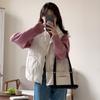 Loose Cotton Sleeveless Vest with Side Zipper for Women, Korean Style Solid Color Coat for Autumn and Winter