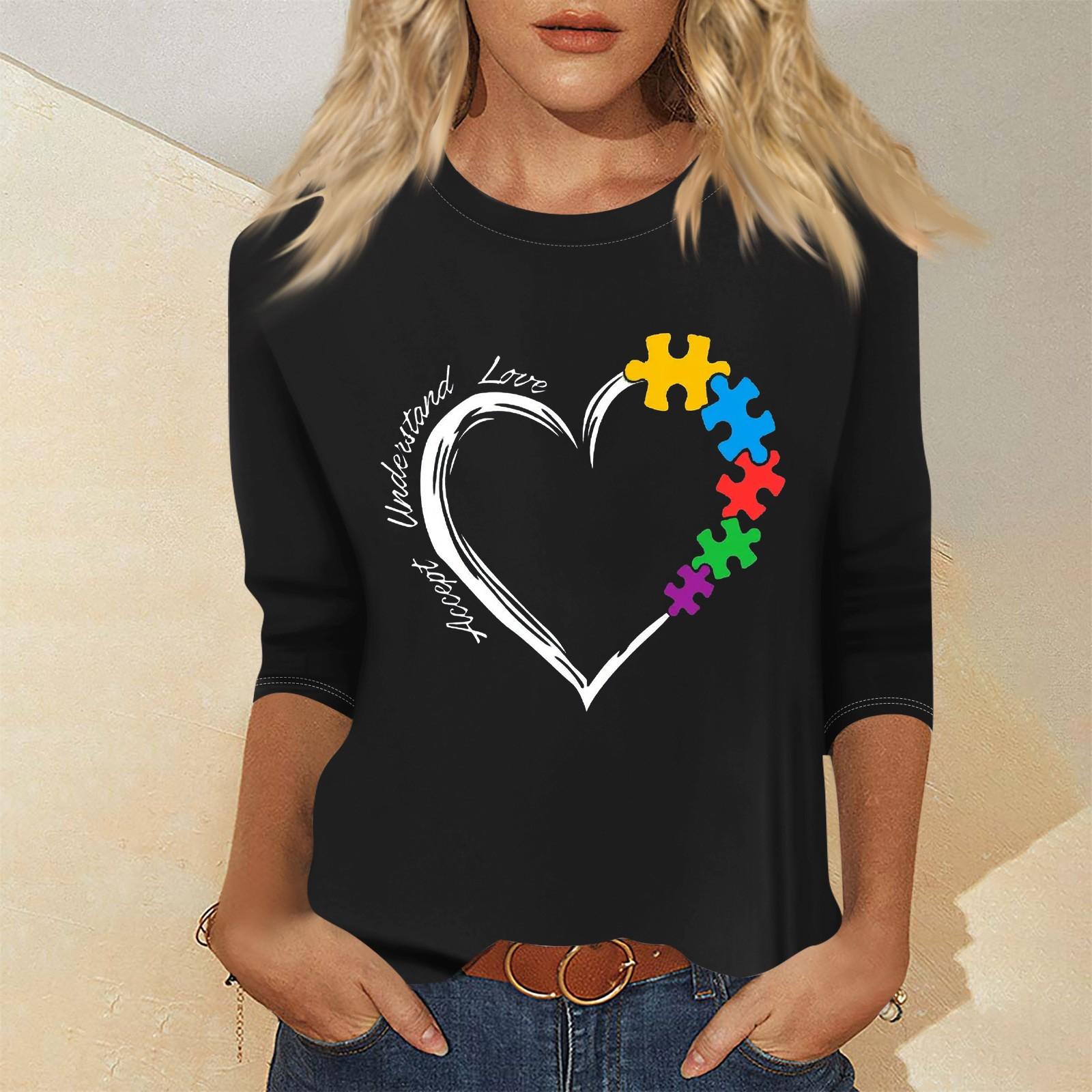 

Женская мода повседневный свитер с семью рукавами и принтом ко Дню святого Валентина L чёрный