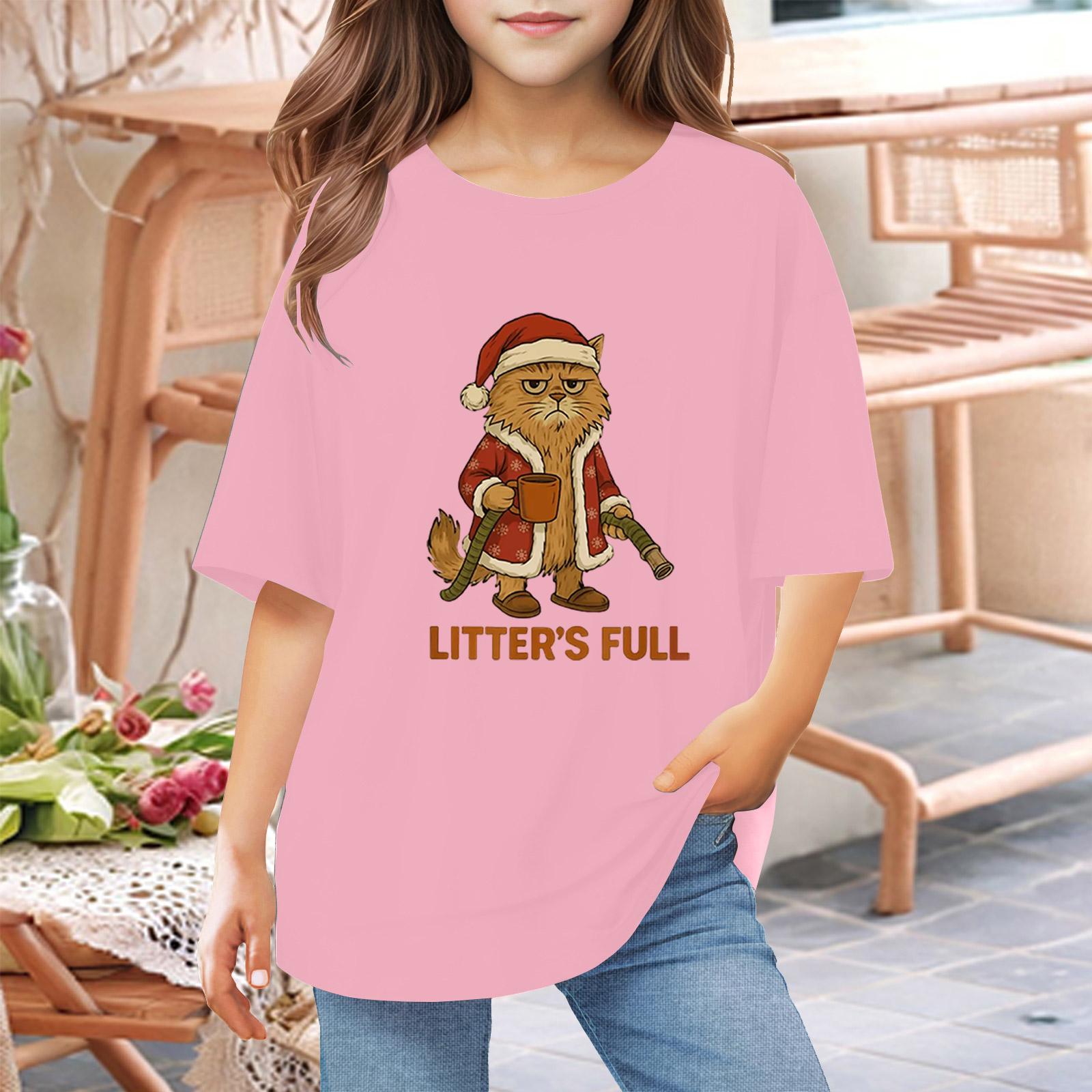 

Toddler Girl Boy T-Shirts Kids Top Boys And Girls Printed Short Sleeved T-shirt 1-12Y 150 рожевий